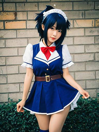 Sexy Woman Cosplaying Kotomi Ichinose in Blue Sailor Dress