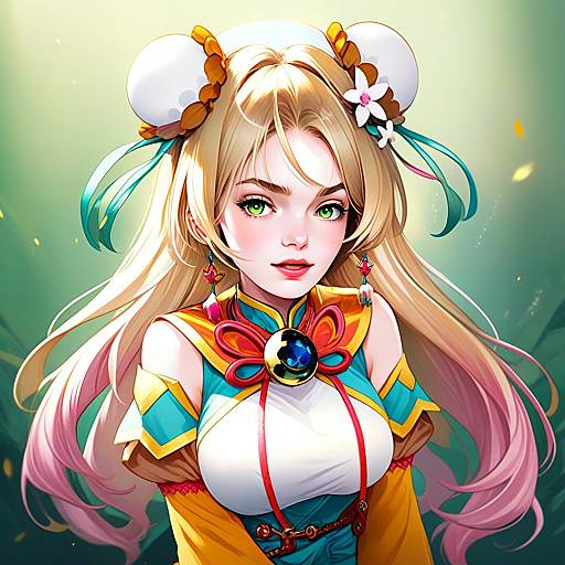 Momosuzu Nene Portrait with Anime Fantasy Style and Colorful Costume