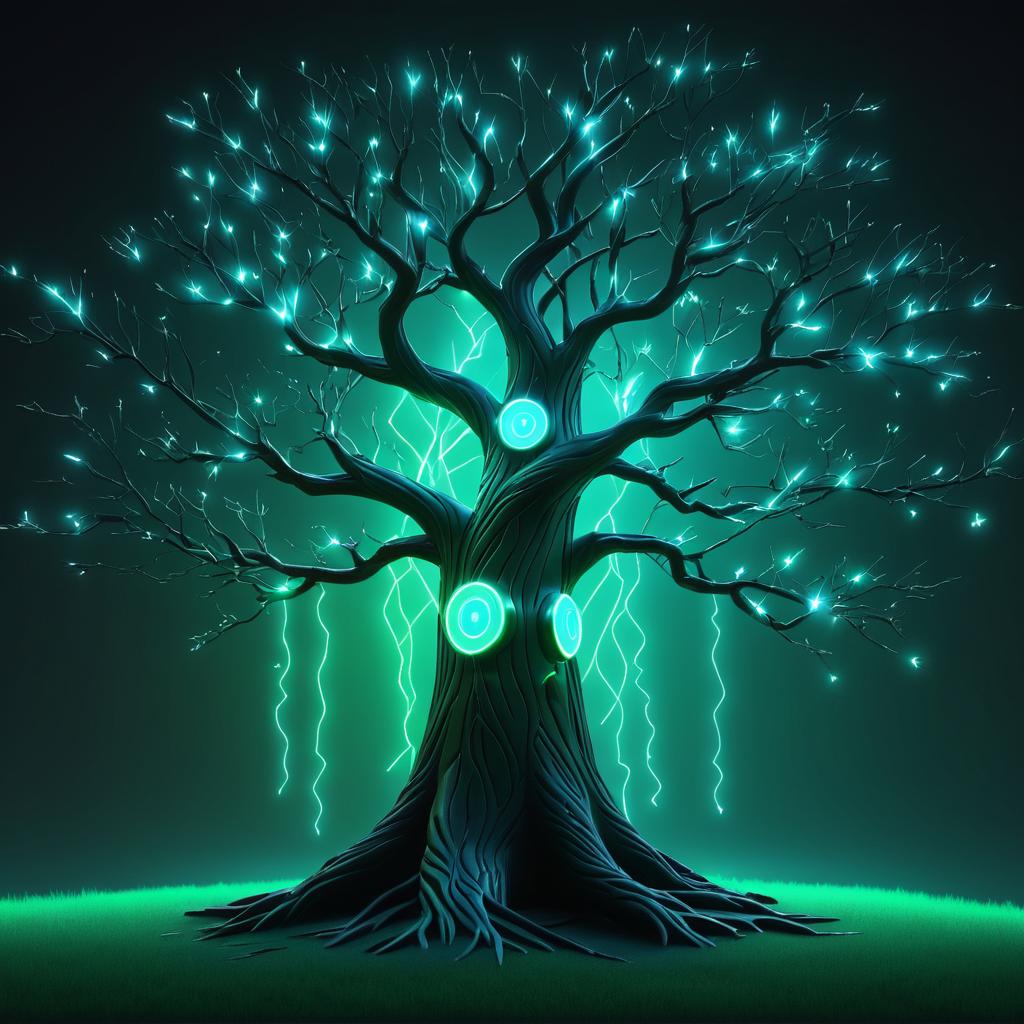 Electro Tree With Glowing Bark Visuals