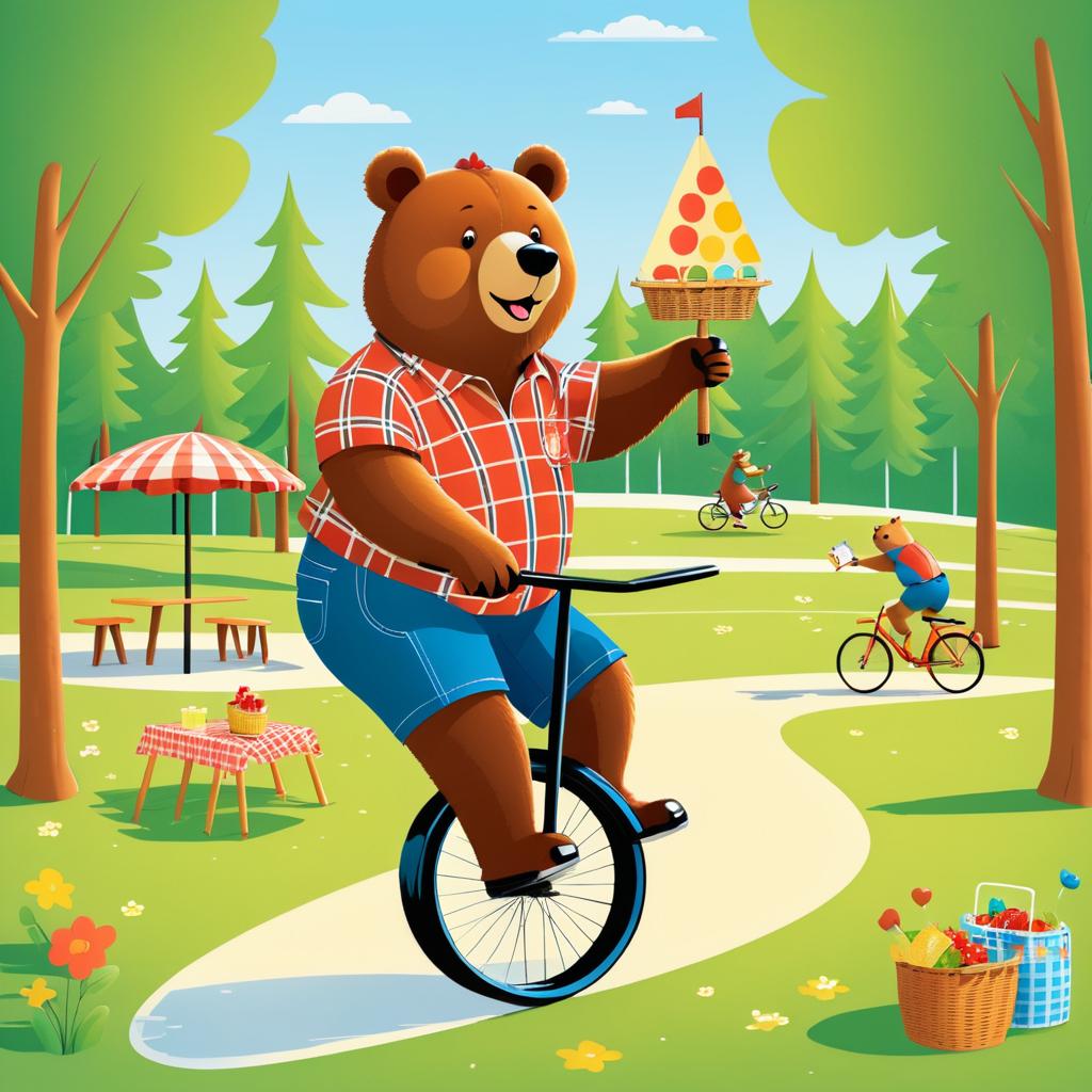 Bear on a Unicycle at a Picnic