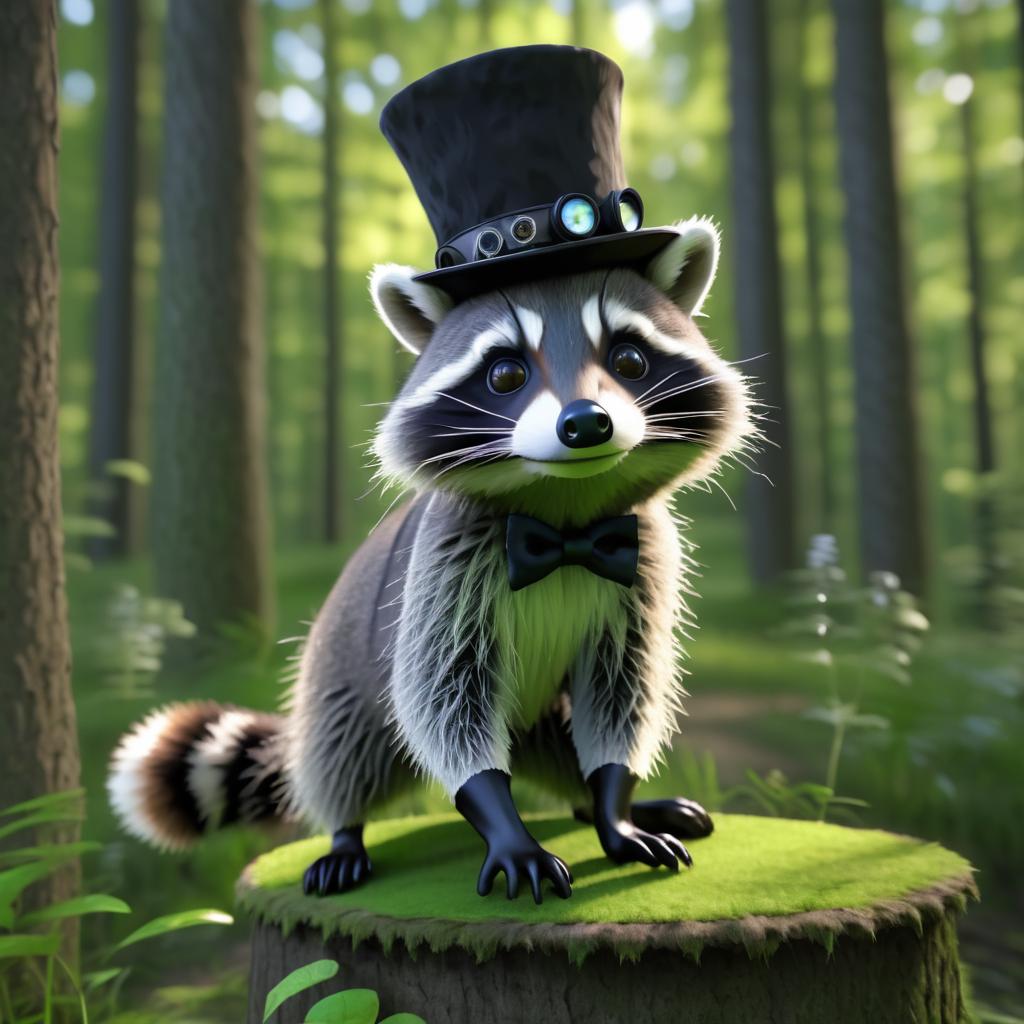 Surreal Raccoon in Top Hat Adventure