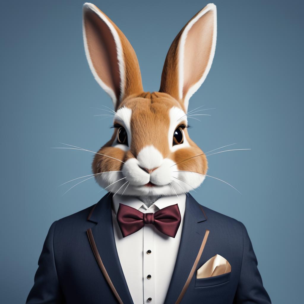 Elegant Anthropomorphic Rabbit in Suit