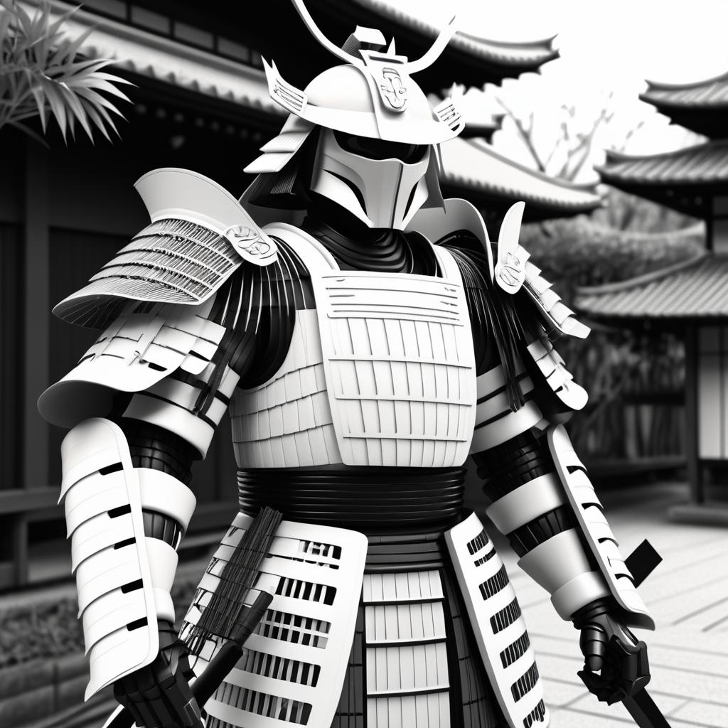 Retro Anime Robotic Samurai Concept Art