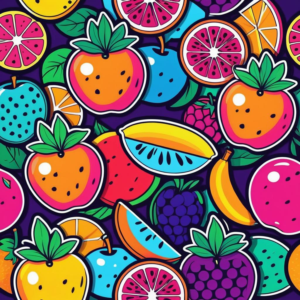 Vibrant Fruit Pop Art Stickers Design