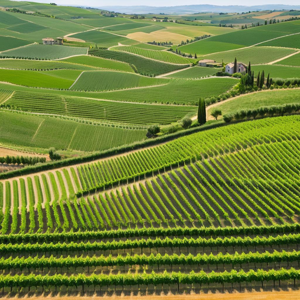 Aerial View of a Picturesque Vineyard