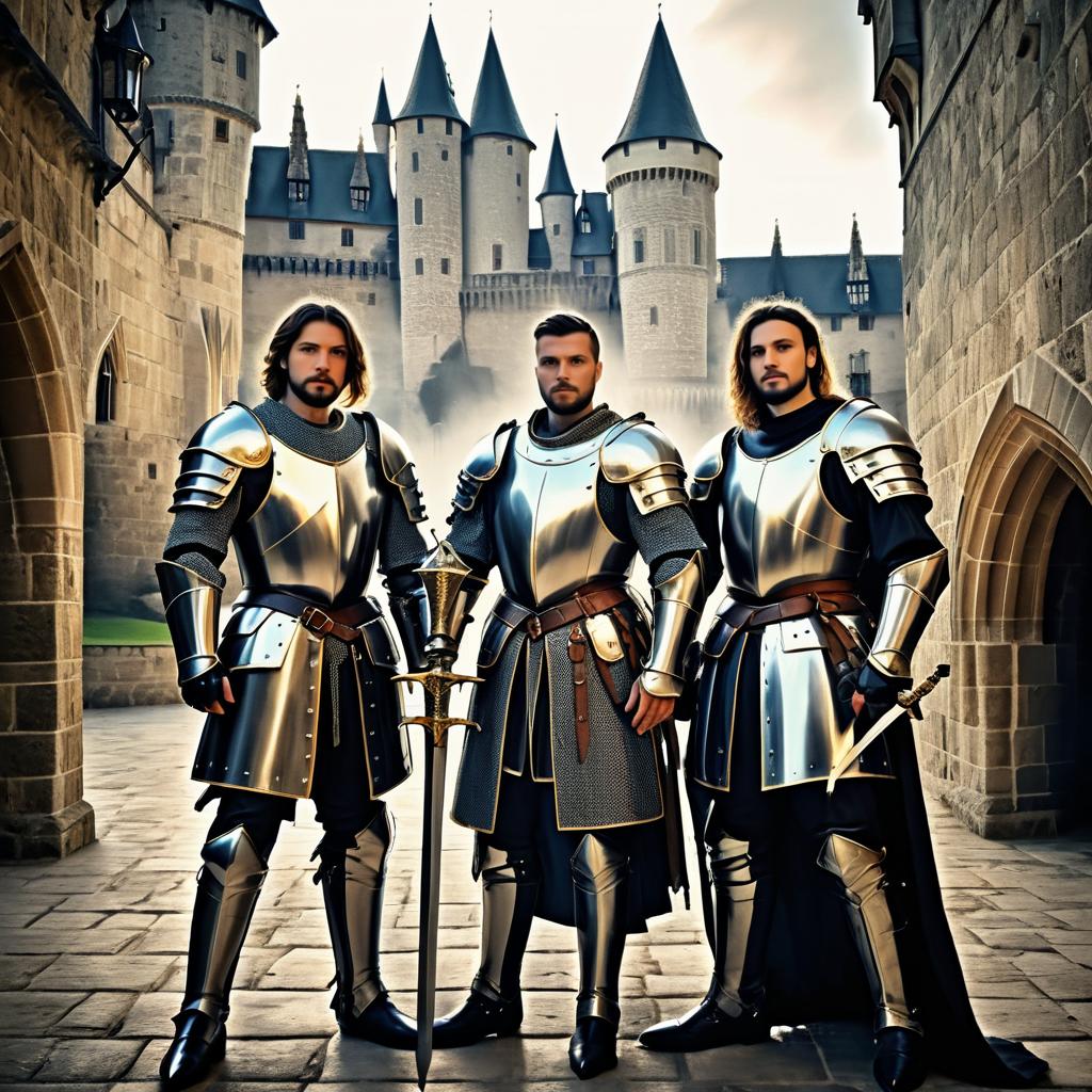 Heroic Knights in a Medieval Castle Setting