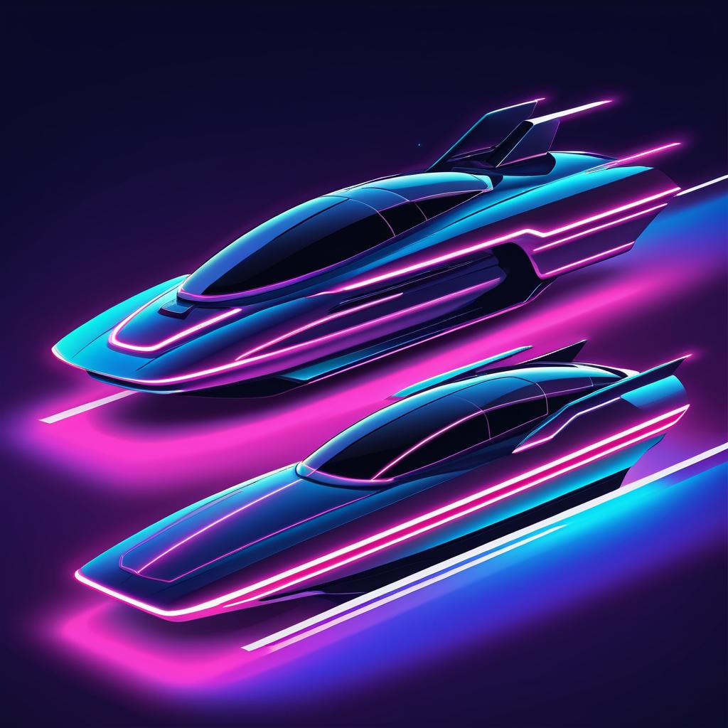 Futuristic Minimalist Neon Spaceship Design