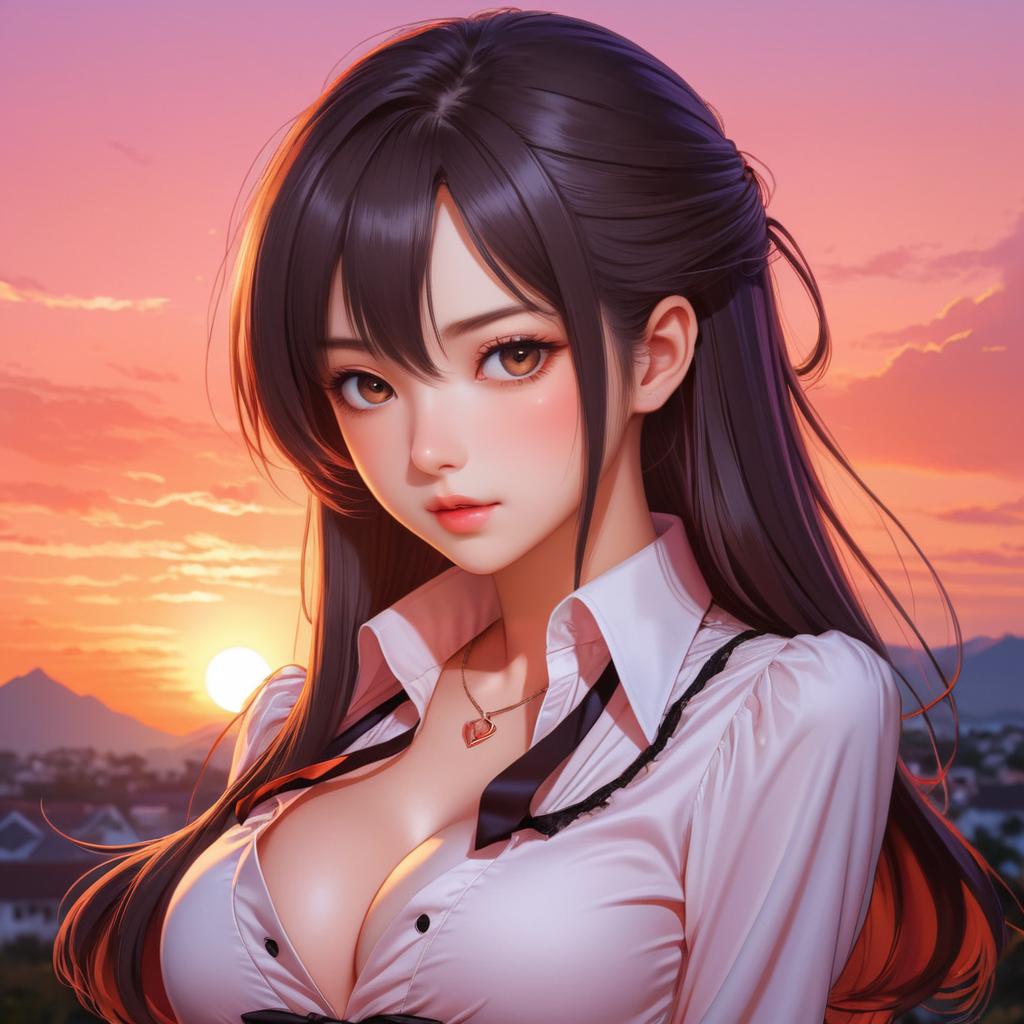 Vampire Girl in Sunset Ecchi Art