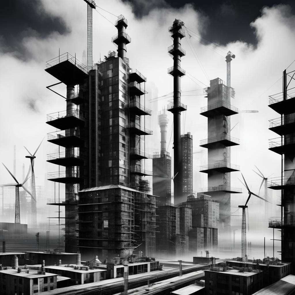 Surreal Industrial Cityscape Collage