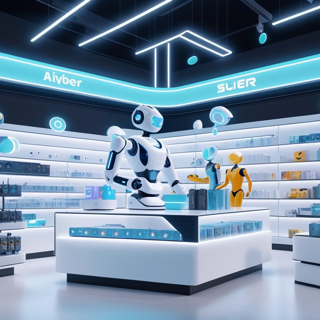 Futuristic Retail Shop with Robot Interaction