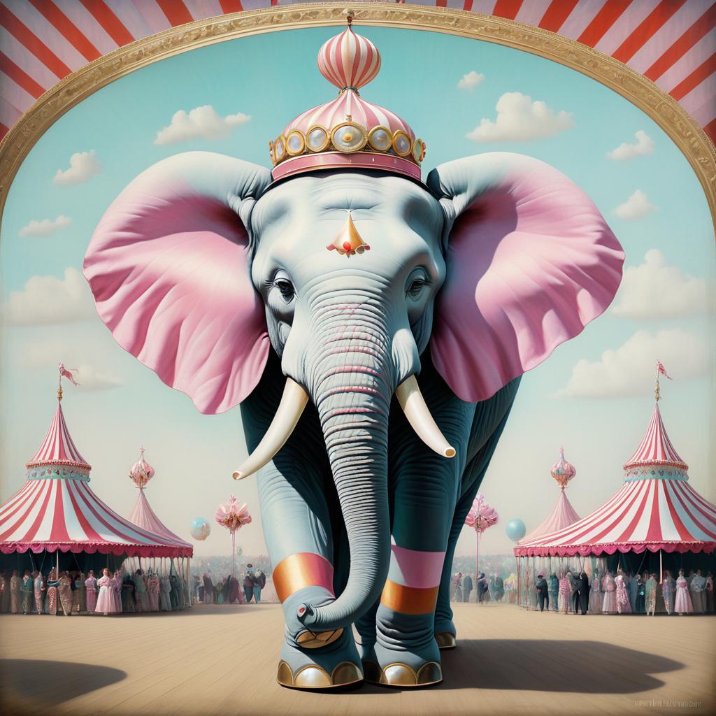 Vintage Circus Elephant in Pop Surrealism