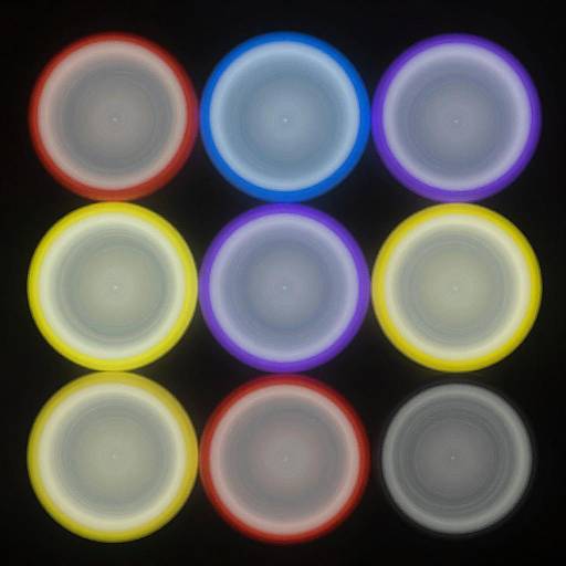 Colorful Glowing Orbs in Grid Formation