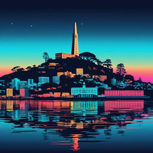 Neon Vector Illustration of San Francisco Landmarks