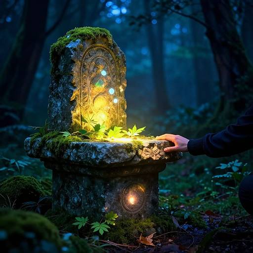 Mystical Forest Altar with Enchanted Candle