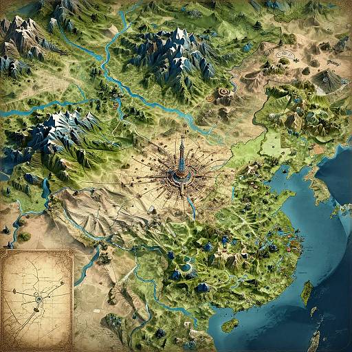 AI-Crafted Vibrant Fantasy World Map