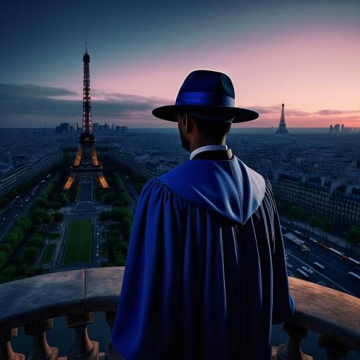Graduate in Fedora at Eiffel Tower View Graduate in Fedora at Eiffel Tower View