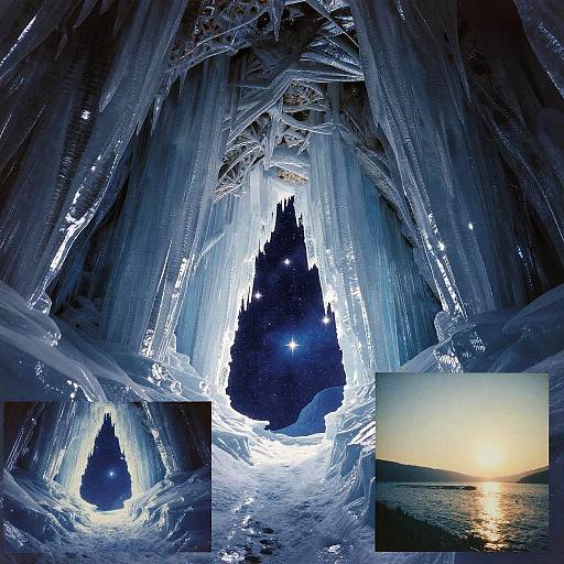 Surreal Mystical Ice Cavern Collage