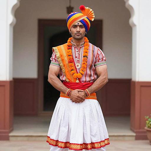 Vibrant Lungi Dance Costume Photography