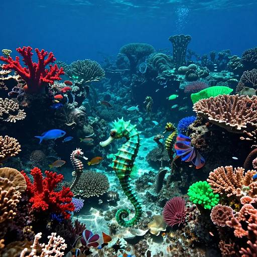 Surreal Underwater Coral Reef Scene