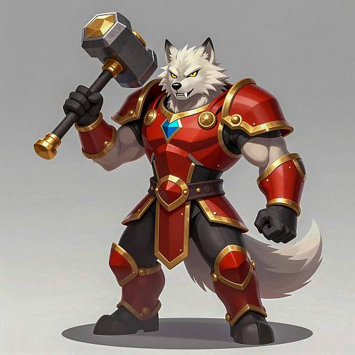 Fierce Anthropomorphic Wolf Warrior Illustration