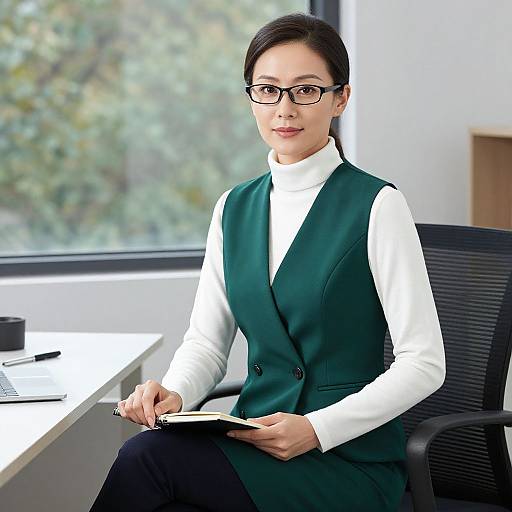 Professional Woman in Elegant Office Attire