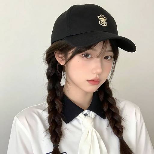 Girl with Braids and Black Hat