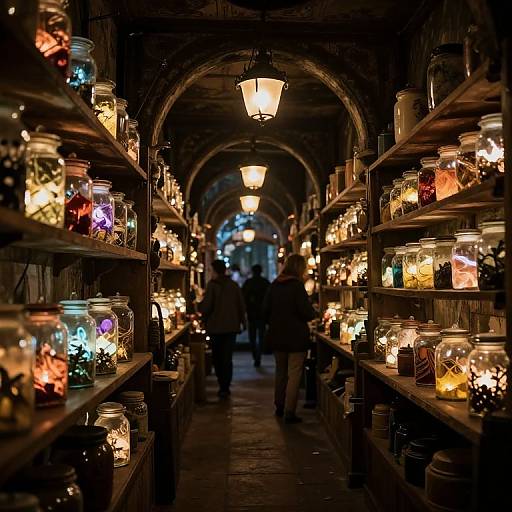 Enigmatic Glowing Jars Corridor