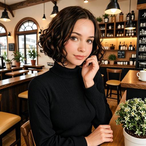 Stylish Young Woman in Cozy Cafe