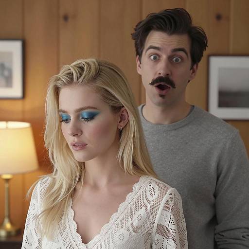 Couple in Soft Lighting with Lace Top