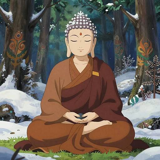 Wistful Lynx Monk in Nordic Forest