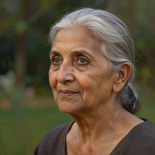 Hyperrealistic Elderly South Asian Woman Portrait