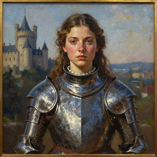 Portrait of a Young Woman in Medieval Armor