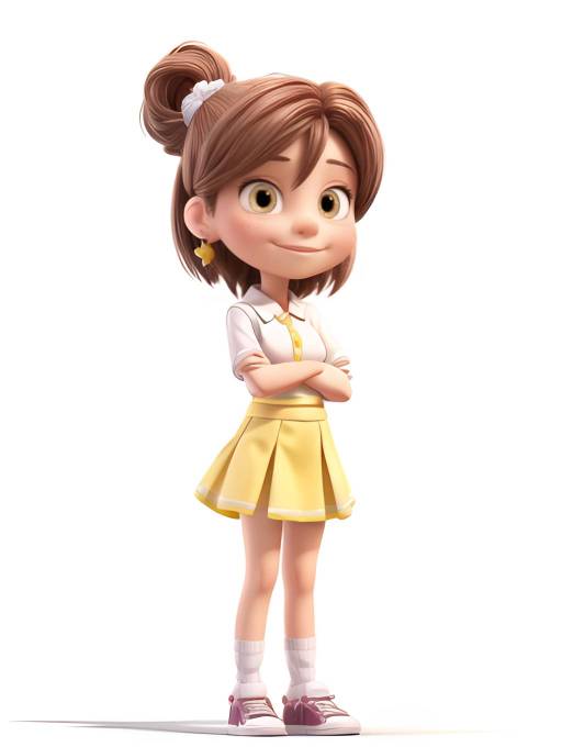 Charming Girl in Yellow Skirt Pose