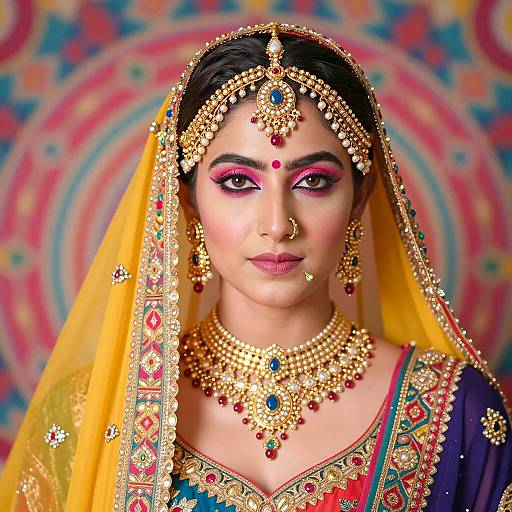Indian Woman in Traditional Jewelry and Attire