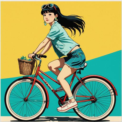 Anime Style Girl Riding Bicycle