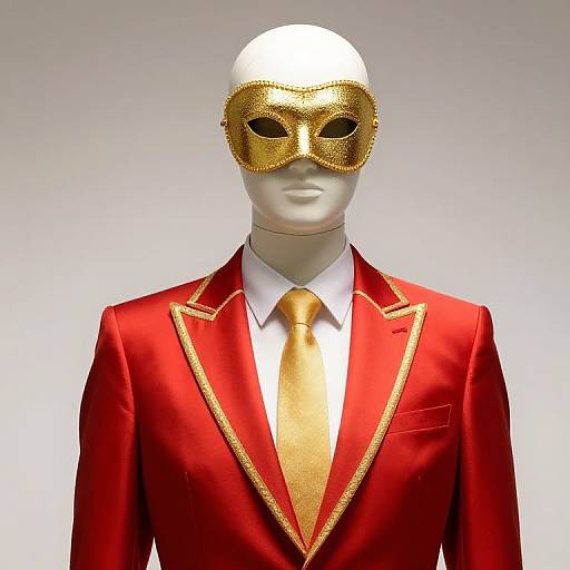 Mannequin in Red Gold Masked Suit