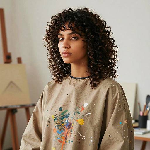 Curly Fringe Artist in Studio