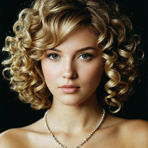 Young Woman with Light Brown Curly Hair and Necklace