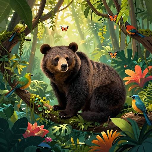 Bearcat in Vibrant Jungle Canopy