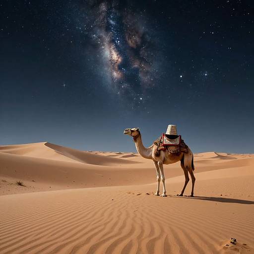 Surreal Dromedary in Celestial Desert
