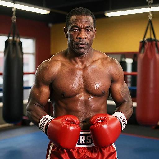 Proud Boxer in Vibrant Urban Gym