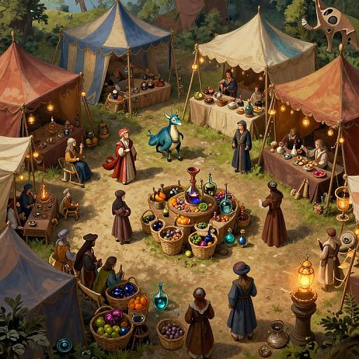 Aerial View of Enchanted Medieval Market