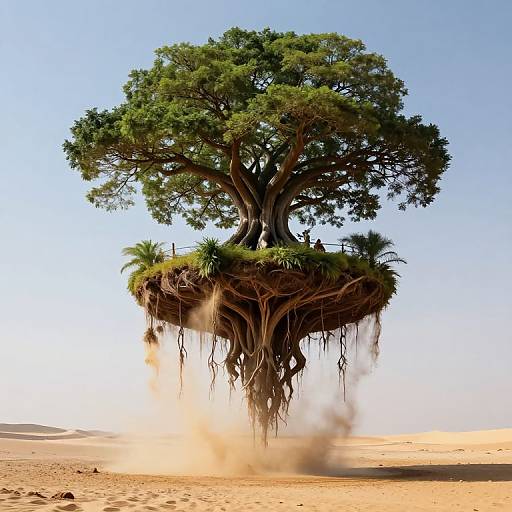 Inverted Colossal Tree on Desert Isle