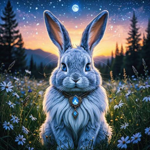 Magical Anime Bunny with Moonstone Amulet