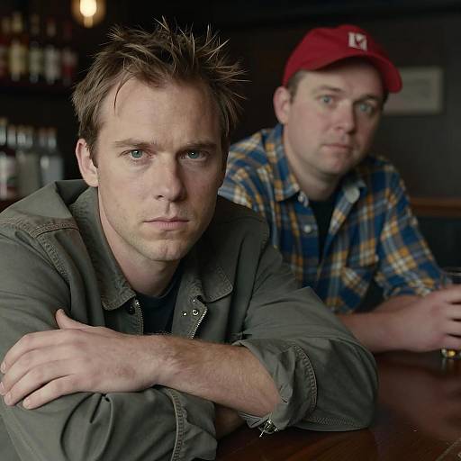 Men in a Dimly Lit Bar Scene