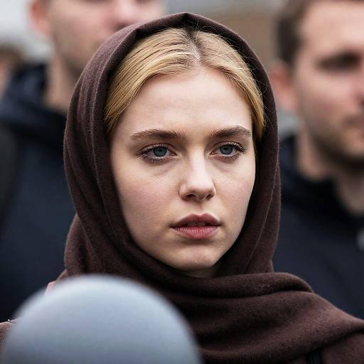 Serious Young Woman in Dark Headscarf