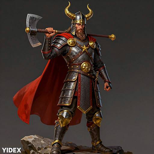Epic Viking Warrior in Detailed Armor