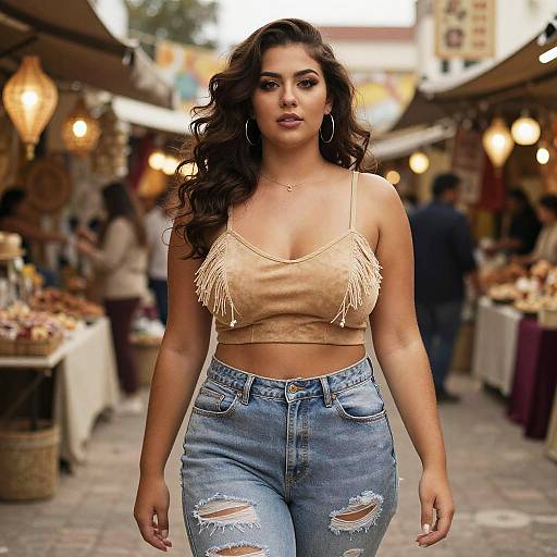Bohemian Plus-Size Woman in Bazaar