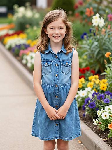 Playful Freckled Girl in Garden Portrait