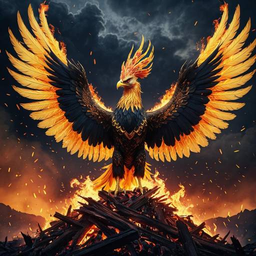 Hyper-realistic Phoenix Rising from Fire